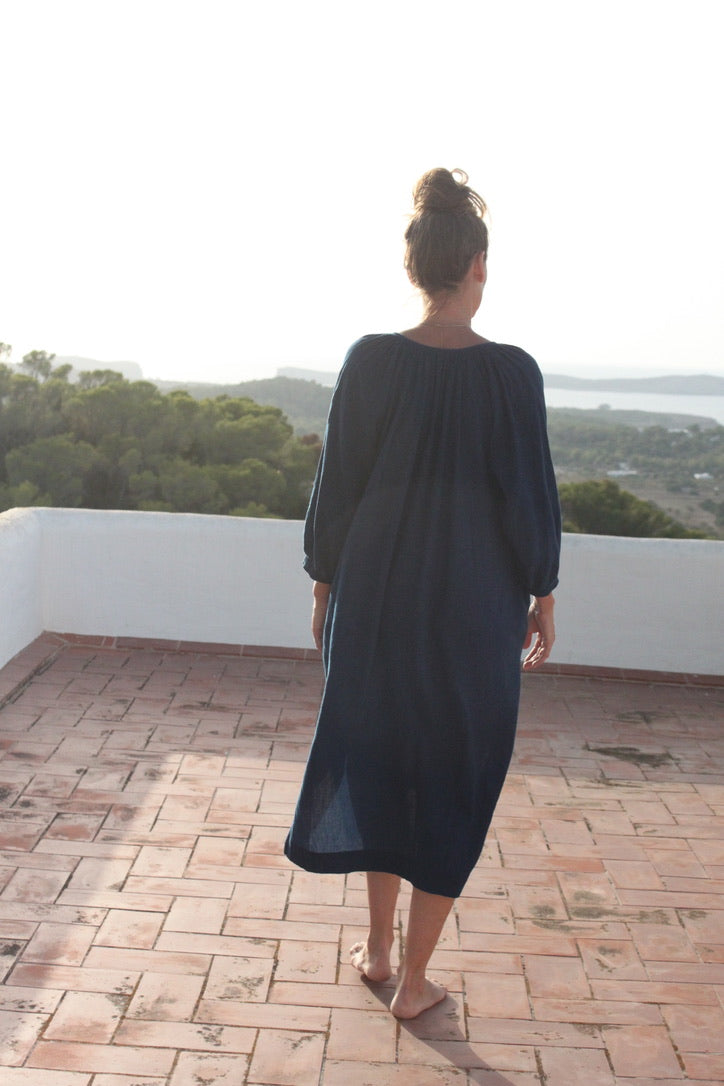 Grace Dress in natural indigo