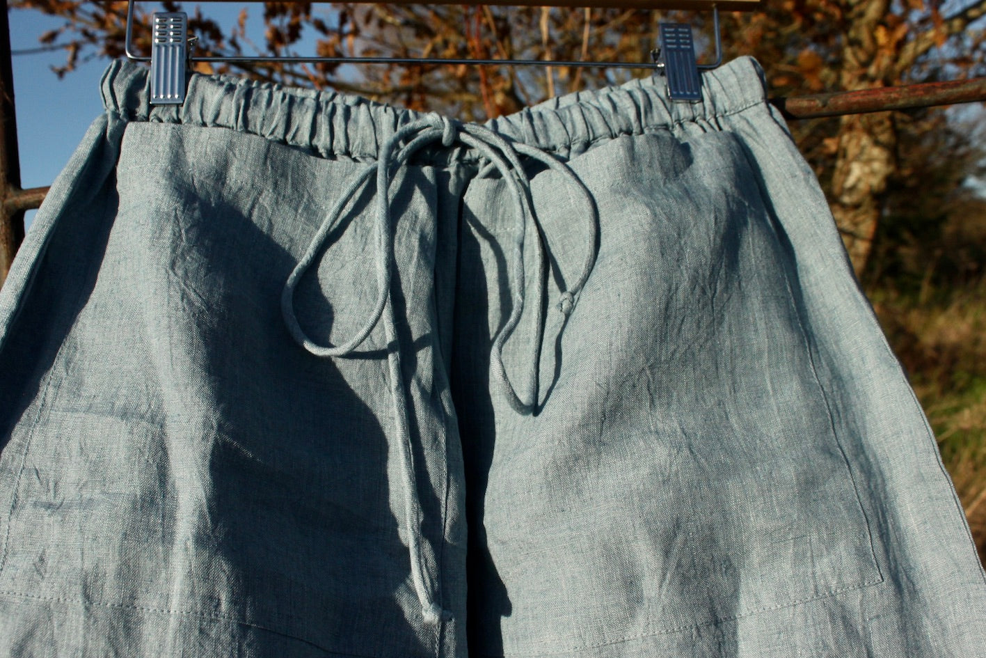 *NEW* Barrel Leg Linen Trousers in sky blue linen