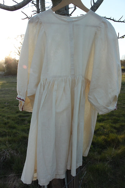 Jennifer Smock Dress - natural/red