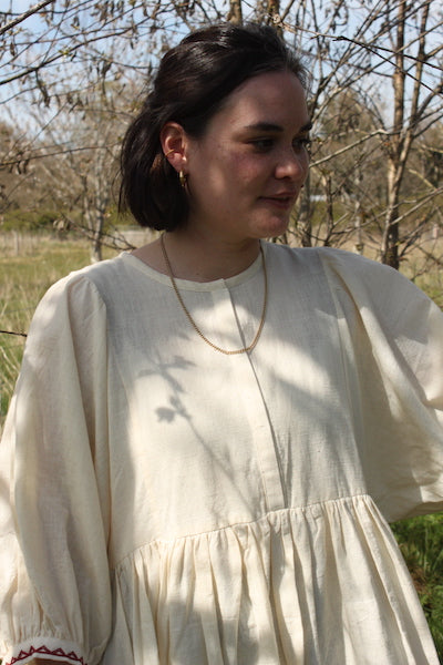 Jennifer Smock Dress - natural/red
