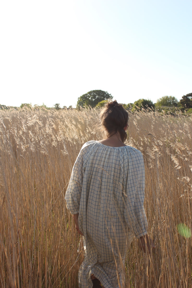 Grace Dress in light blue check