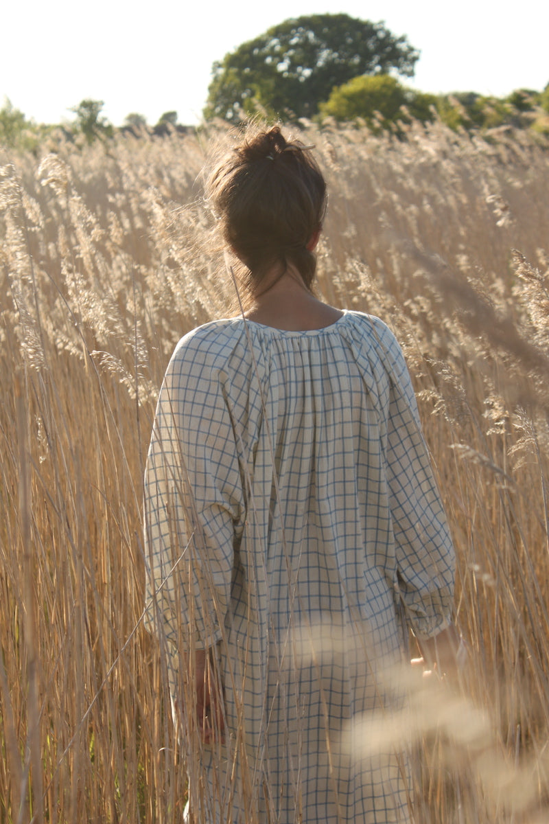 Grace Dress in light blue check