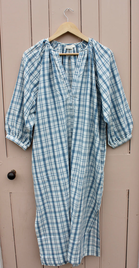 Grace Dress in blue & white Check